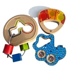 Plan Toys Lot of 3 Shape Sorter Rattles Wood Baby Preschool Toy ECO Friendly USA